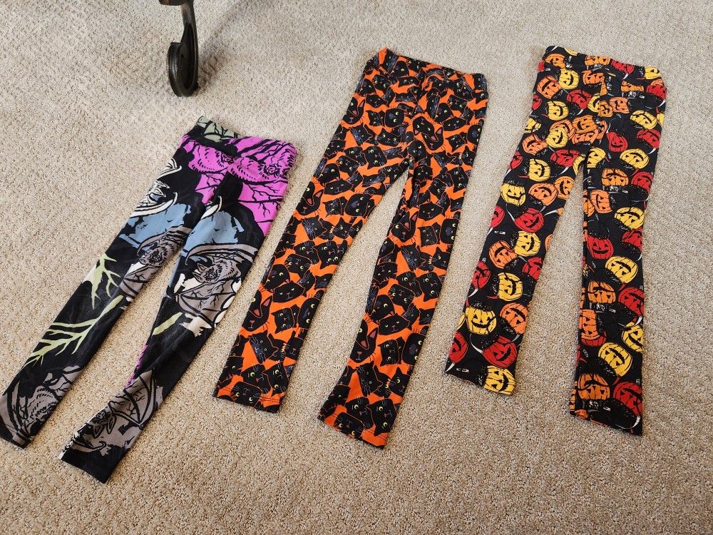 Lularoe HALLOWEEN leggings Girls S/M L/XL Bats Cats Jack-O-Lanterns NEW NWOT & USED