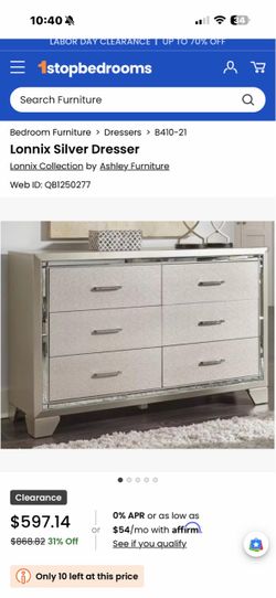 Lonnix silver dresser and nightstand from Ashley Furniture