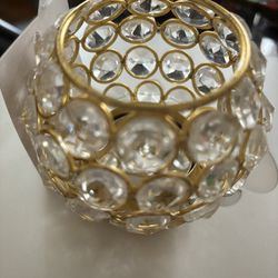 Solid Brass Tea Light Holder Crystal Golden Laminated Cup Style Candle Holder for Home Decoration Living Room Bed Room
