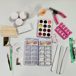 34 in 1 Acrylic Nail Kit Acrylic Powder Glitter Nail Art Manicure Tool Tips Brush Set