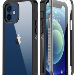 iPhone 12 Pro Case with Built-in Screen Protector,Pass 20 ft. Drop Test Military Grade Clear Cover Full Body Protective Phone Case for Apple iPhone 12