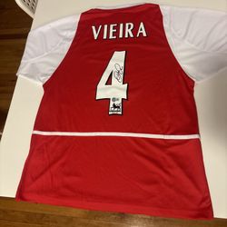 Patrick Vieira Signed Arsenal FC Home Soccer Jersey #4 with Beckett COA