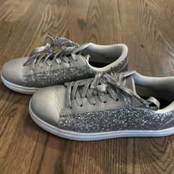 Silver Glitter Tennis Shoes