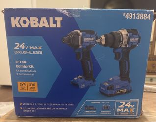 Kobalt 24V MAX Brushless Drill & Impact Driver Combo Kit – Open Box – Complete