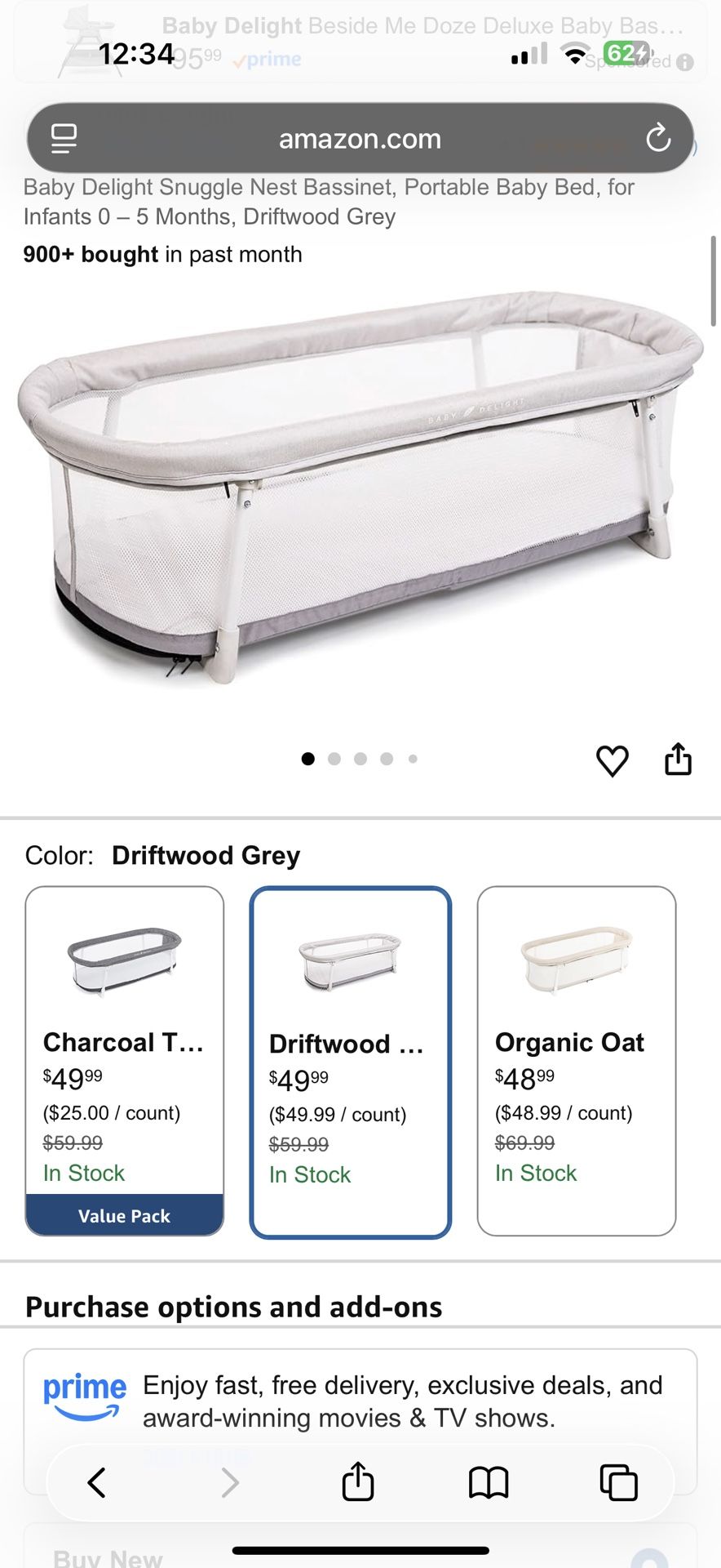 Baby Delight Snuggle Nest Portable Infant Bassinet