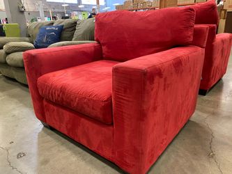 BETTER BY DESIGN Vibrant Red Microplush Square Arm Accent Chair