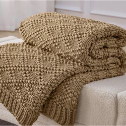 Anysay-Beige Knitted Weighted Blanket (New)