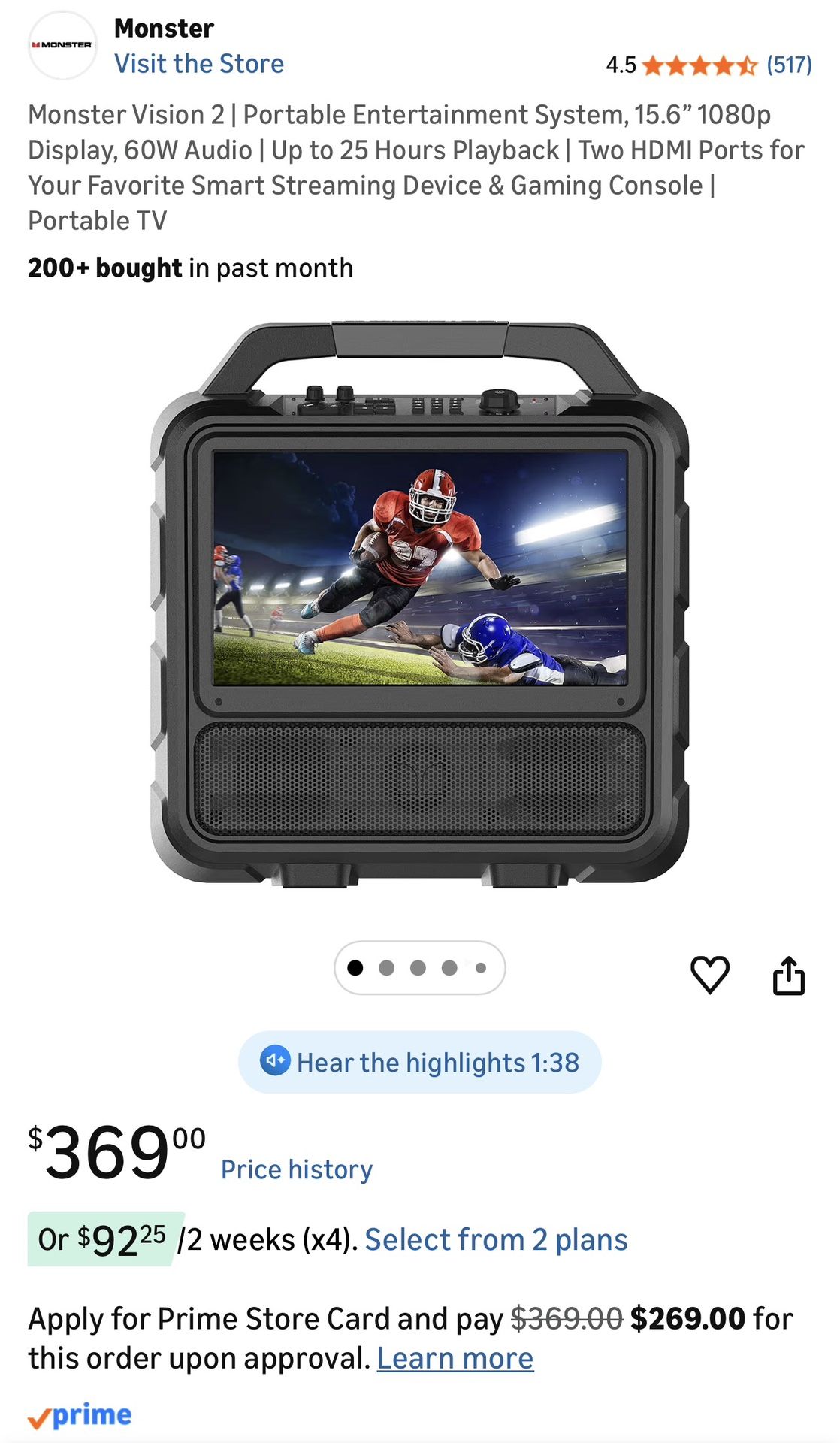 Monster Bluetooth Speaker With Build In lCD TV