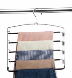 Pants Hangers Non Slip Space Saving Hangers Multi-Layer Swing Arm Pants Hangers Total 6