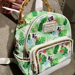 Disney Parks Loungefly Tropical Minnie & Mickey Mini Backpack