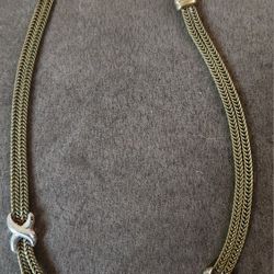 Vintage Gold Tone Thick.chain Necklace With Cross Pendants