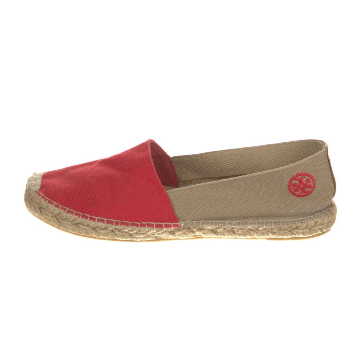 Tory Burch Women's Espadrille Flats Size 7 Red Tan Color Block