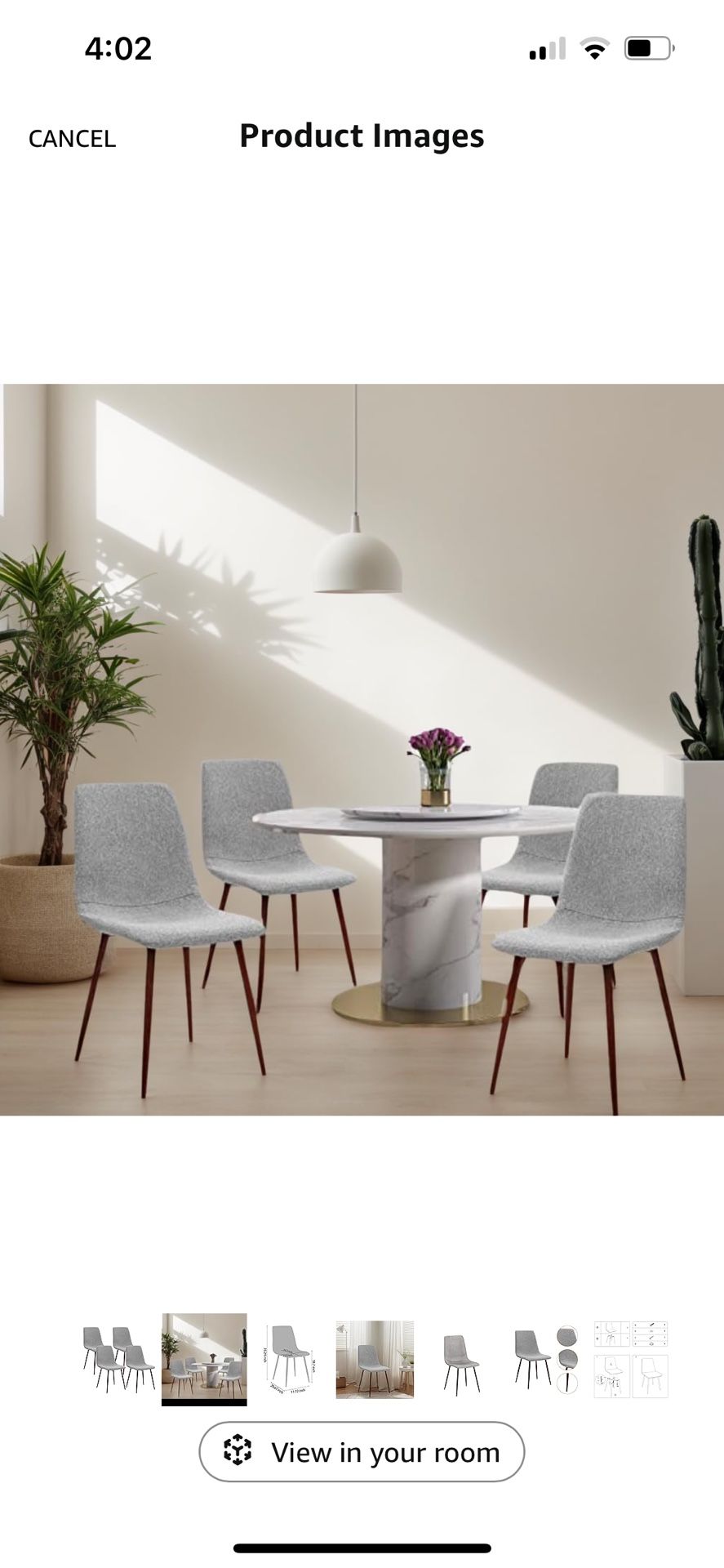 Set Of four Kitchen Fabric Cushion Seat Back Chairs Grey