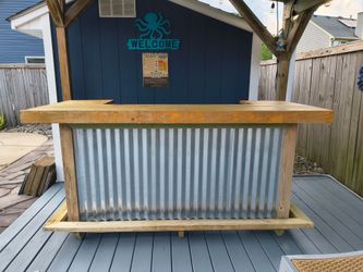 Custom made galvanized bar with LEF nights and power cord with outlet