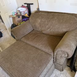 Fold Out Love Seat - Twin Mattress W/ Ottoman Storage