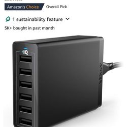 Anker Charger, 60W 6 Port Charging Station, PowerPort 6 Multi USB Charger for iPhone 15/Pro/Pro Max/14/13, iPad Pro/Air/Mini, Galaxy S23/S22/S21, Note