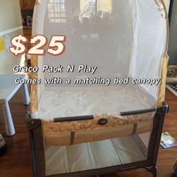 Graco Pack N Play with Matching Bed Canopy