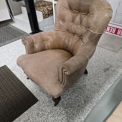 Distressed Leather Slipper Chair