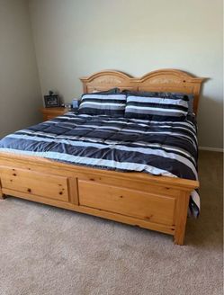 King Size Solid Wood Bed Frame with Storage