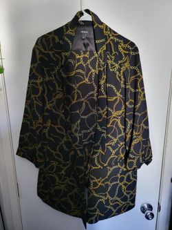 Torrid - womens black/gold chain print blazer and pants 4x