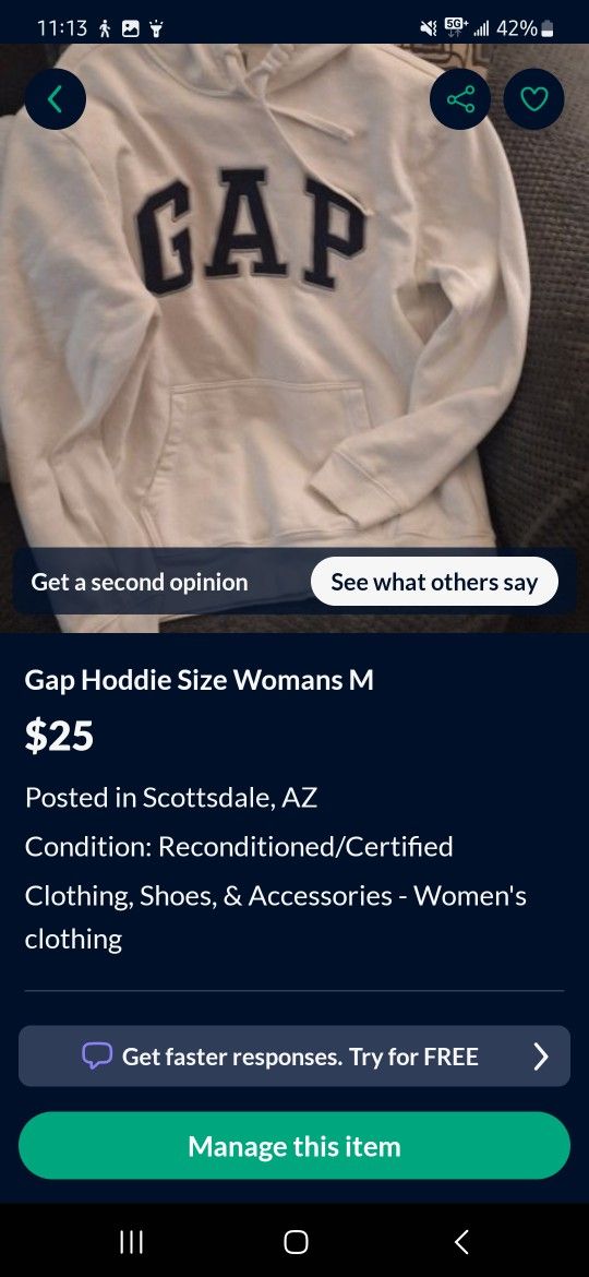 Women's gap hoodie size medium