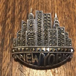 Sterling Marcasite Judith Jack New York Brooch