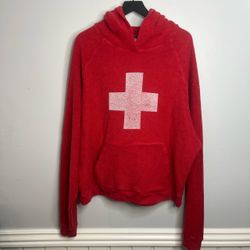 Vague Studios Lifeguard Reverse Terry Sling Hoodie Mens Large Red
