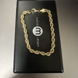 Gold Rope Bracelet 10K 8.5 Inches 