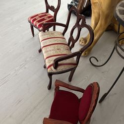 3 Piece Set. Victorian Chippendale Style Floor Or Table Furniture. Too Big For A Doll House. All 3…