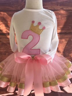 Birthday outfit pink and gold with number and name