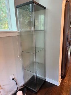 IKEA DETOLF Glass Display Cabinet – Black/Brown