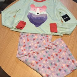 Girls Quest Fleece Sleep Set/Pajamas, Eddie Bauer, Color: Pink/Purple/Green, Size: Kids 14
