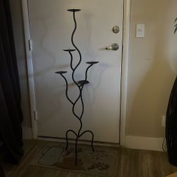 Modern Black Metal Floor Candelabra – 5 Candle Holder – Tall Decorative Stand