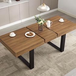 Extendable Dining Table 63"-79" Inch , Espresso Wooden Table for 6-8