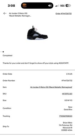 Dead Stock Air Jordan “Reimagined” Metallic 5s (chrome)