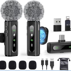 USB C Lavalier Microphone Wireless Mini Mic for Type-C Android Phone/Tablet/PC Video Recording Clip-on Mics with Rotatable Clip&Denoise Recording, Ide