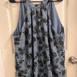 Torrid Women’s Clip Black Floral Chiffon Mock Neck Halter Top 