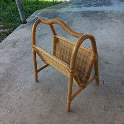 Vintage Bamboo Rattan Magazine Rack
