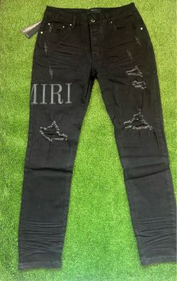 Amiri Black Distressed Skinny Jeans Stacked Fit Size 32