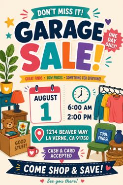 Saturday Yard Sale. Everything Must Go 8/1