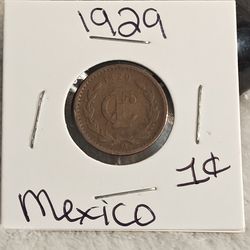 #587 Mexico 1929 un centavo coin