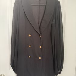 Dress, Long Sleeve, Black, Large