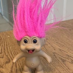 Vintage TNT 1991 Pink Haired 4" Brown Eyed Troll Baby Doll Orig.
