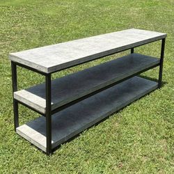 3 Tier Long Shelves 63 Inch TV Stand Entertainment Center Entryway Storage Bench