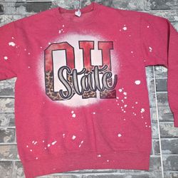 Ohio State Pink Bleached Splatter Crewneck Sweatshirt Women’s M