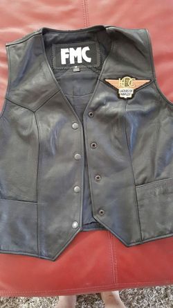 Women's Black Leather Vest