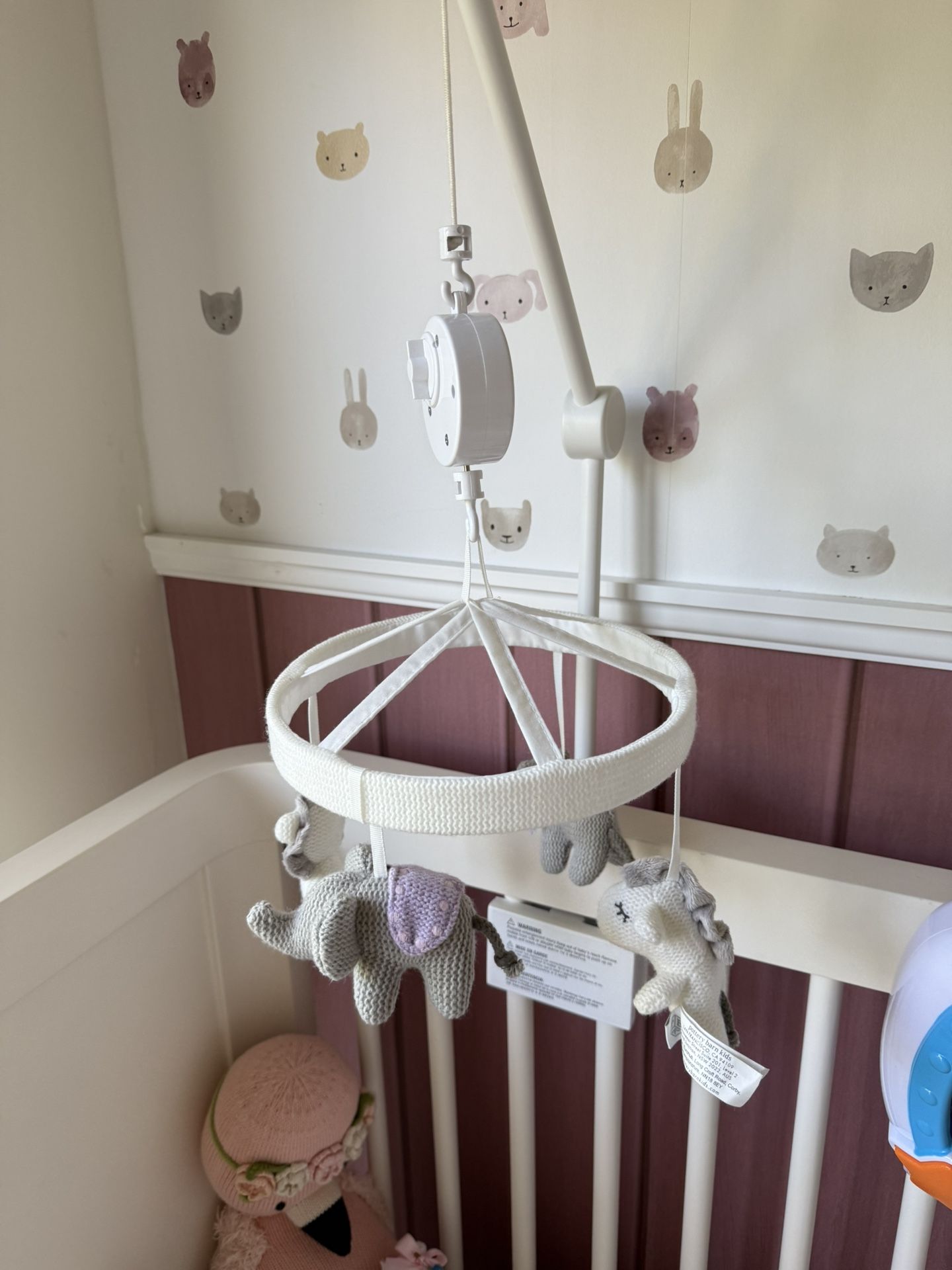 Pottery Barn Crib Arm And Animals Mobile Used Like New
