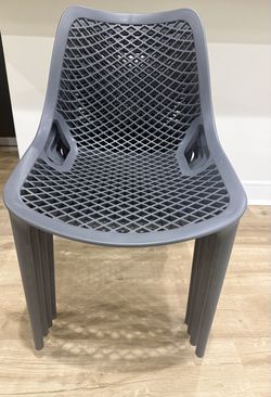 Set of 6 Gray Plastic Stacking Chairs