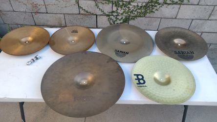 Drum Cymbals Lot - Sabian, Paiste, Meinl (6 Cymbals + Clutch)