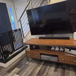 Rustic Wood TV Stanwith Metal Accents